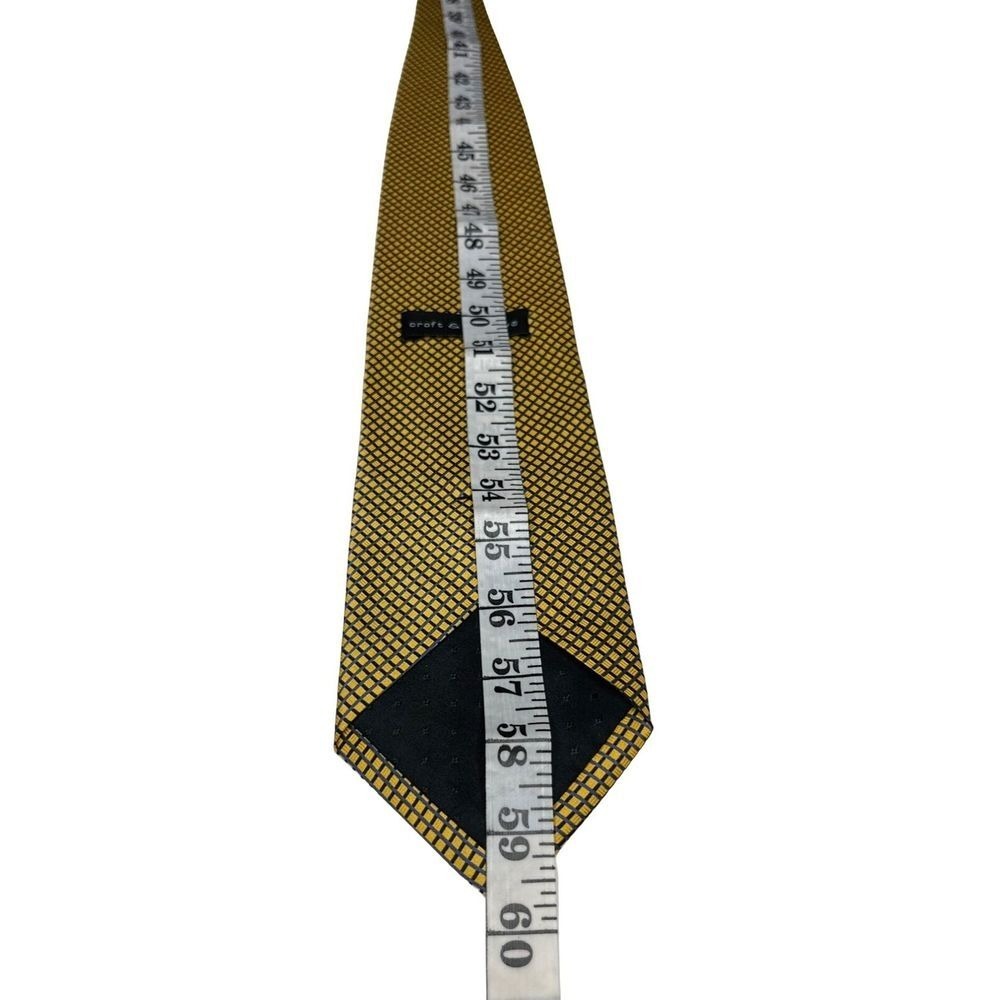 Craft & Barrow Mens Yellow & Black Patterned Tie 100 % Silk Blend Classic Formal - Picture 3 of 8